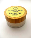 Masque Gommant Visage Son de Blé du Berry, Pureté - pot à couvercle bambou et étiquette jaune